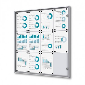 Interiérová vitrína Economy 12xA4 - plechová záda