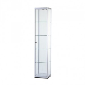 Osvětlená barva elox, skleněná produktová vitrína 400x2000x400mm Osvětlená barva elox, skleněná produktová vitrína 400x2000x400mm